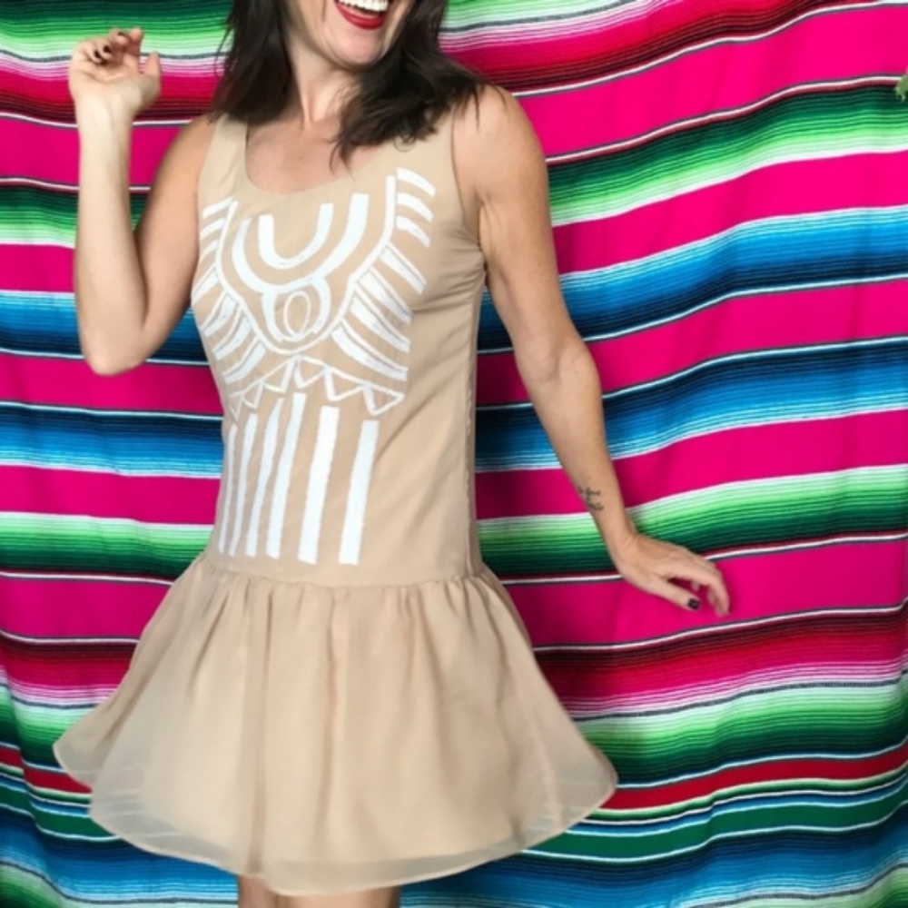 Bar lll Drop Waist Sequin Dress 20's Flapper Art D